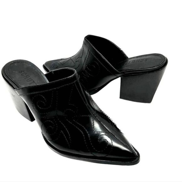 NEW SCHUTZ 10 ZARLY BRAZIL LEATHER SOLE MULES WESTERN SLIP ON BOOTIES NWT - Picture 2 of 12
